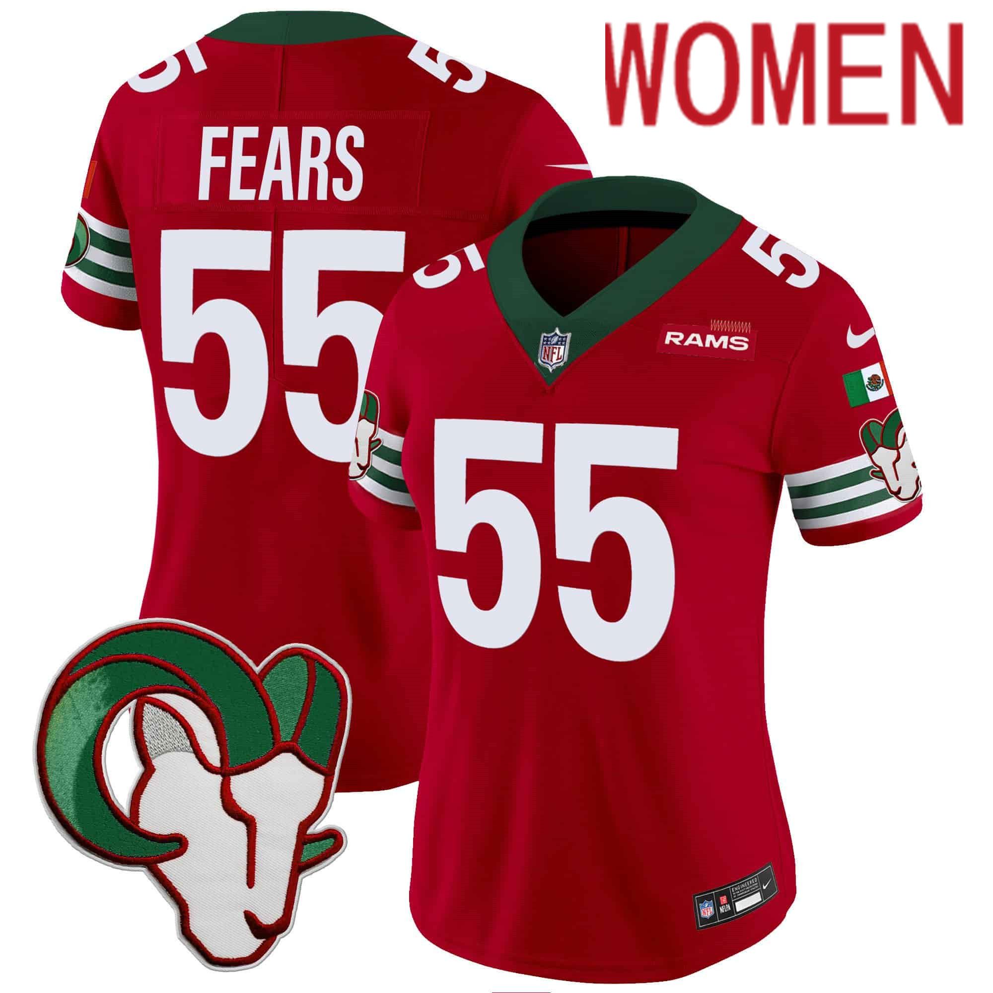 Women Los Angeles Rams #55 Fears Red 2024 Nike Mexico Vapor Limited NFL Jersey style 1